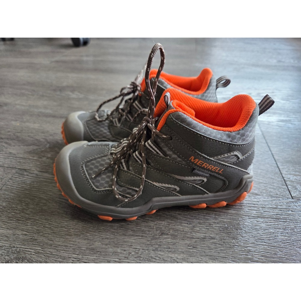 Merrell Hiking Boots Boys 13.5 Grey Orange Waterproof Trail Rugged. No Box